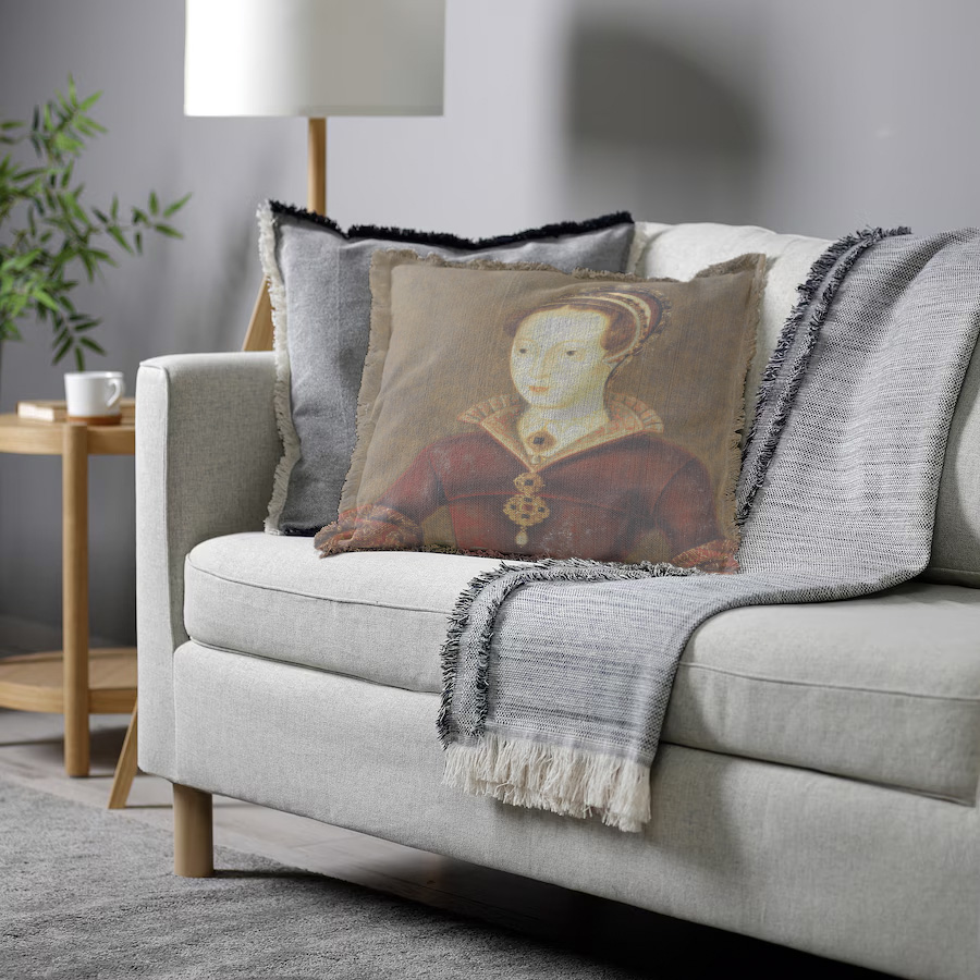 "Elizabeth of York" 50cm x 50cm Fringed Cotton/Poly Cushion Cover