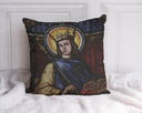 "Saint Louis (Louis IX) Stained Glass" 40cm x 40cm Faux Leather Cushion Cover