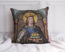 "Saint Louis (Louis IX) Stained Glass 2" 40cm x 40cm Faux Leather Cushion Cover