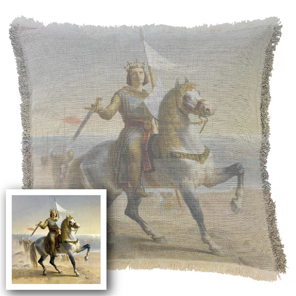"Elizabeth of York" 50cm x 50cm Fringed Cotton/Poly Cushion Cover