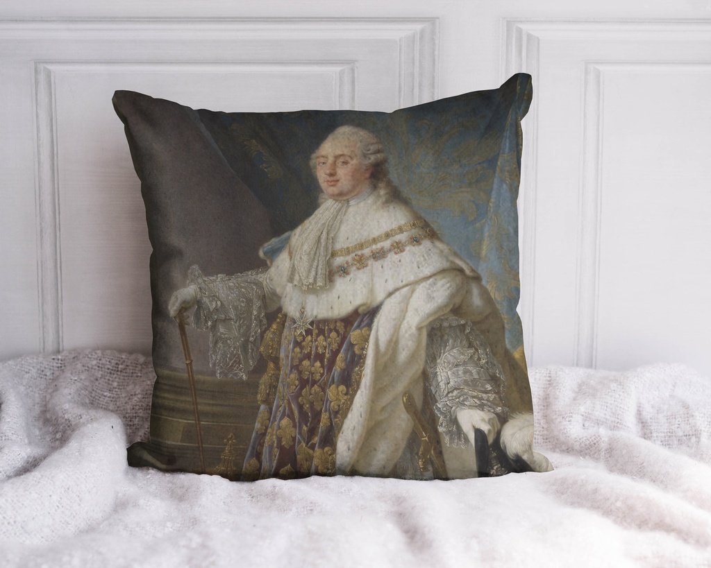 "Louis XVI Detail" by Antoine-François Callet 40cm x 40cm Faux Leather Cushion Cover