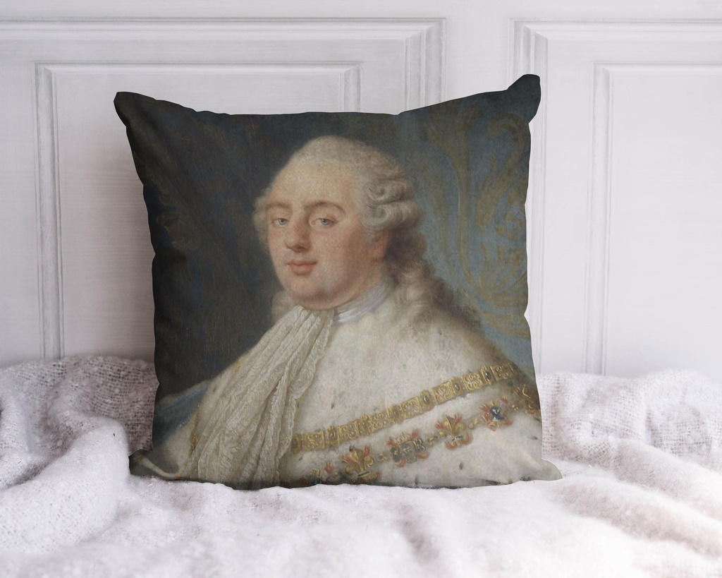 "Louis XVI Detail 2" by Antoine-François Callet 40cm x 40cm Faux Leather Cushion Cover