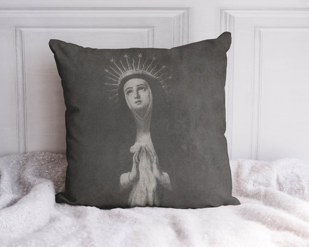 "Madonna Black and White" 40cm x 40cm Faux Leather Cushion Cover
