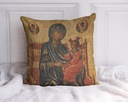 "Madonna Italo Byzantine" 40cm x 40cm Faux Leather Cushion Cover