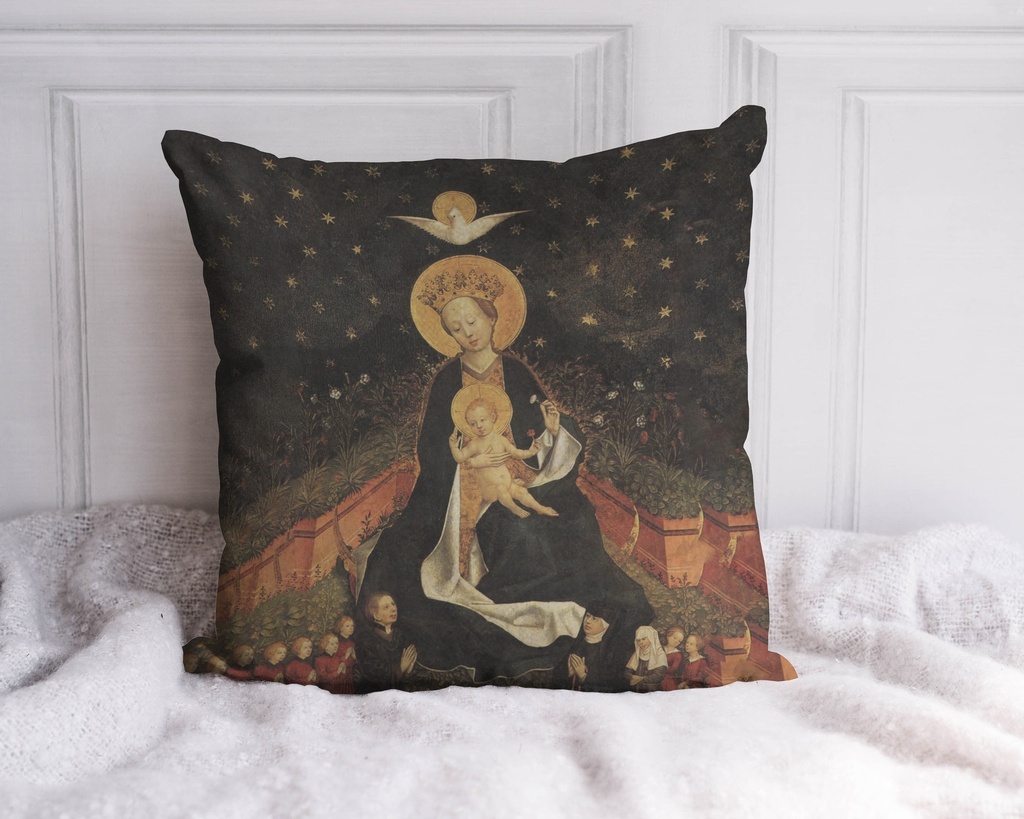 "Madonna on a Crescent Moon" 40cm x 40cm Faux Leather Cushion Cover