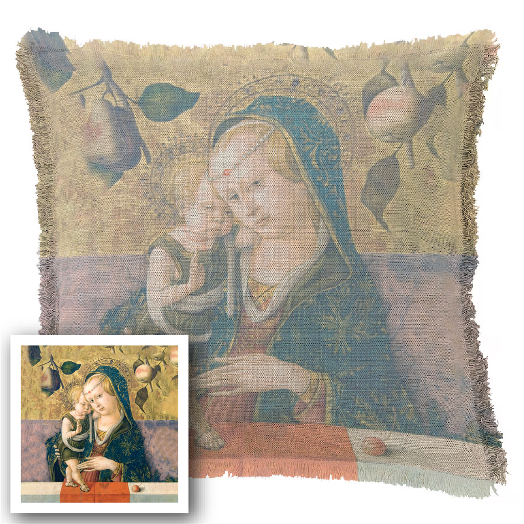 "Agnes Sorel as the Madonna" 50cm x 50cm Fringed Cotton/Poly Cushion Cover