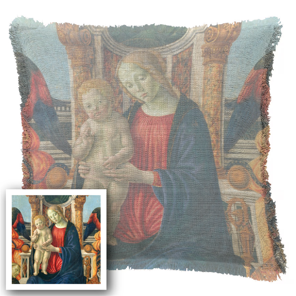 "Agnes Sorel as the Madonna" 50cm x 50cm Fringed Cotton/Poly Cushion Cover
