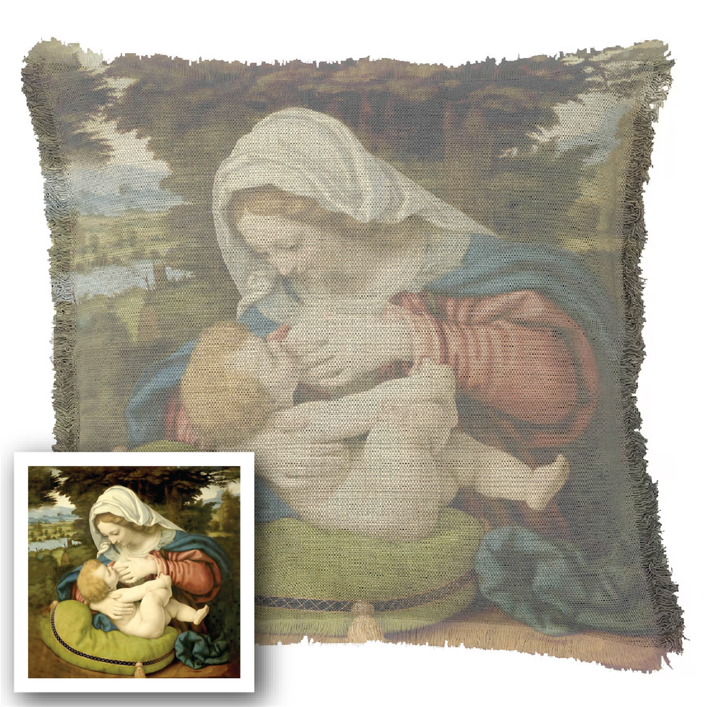 "Agnes Sorel as the Madonna" 50cm x 50cm Fringed Cotton/Poly Cushion Cover