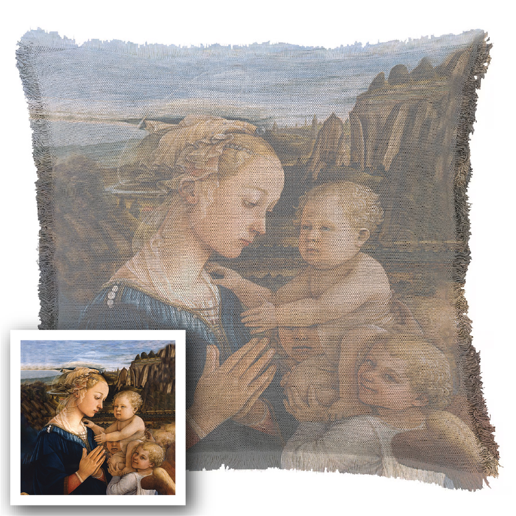 "Agnes Sorel as the Madonna" 50cm x 50cm Fringed Cotton/Poly Cushion Cover