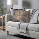 "Agnes Sorel as the Madonna" 50cm x 50cm Fringed Cotton/Poly Cushion Cover