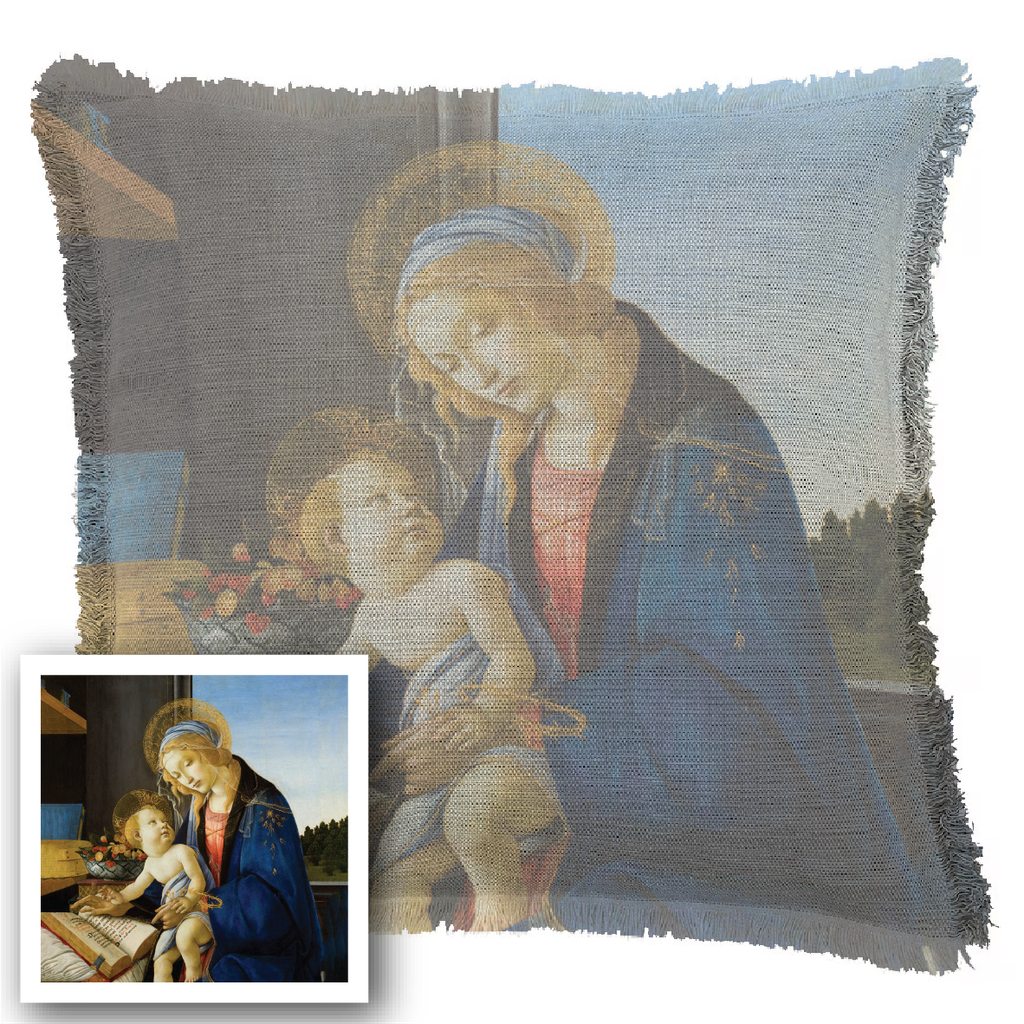 "Agnes Sorel as the Madonna" 50cm x 50cm Fringed Cotton/Poly Cushion Cover
