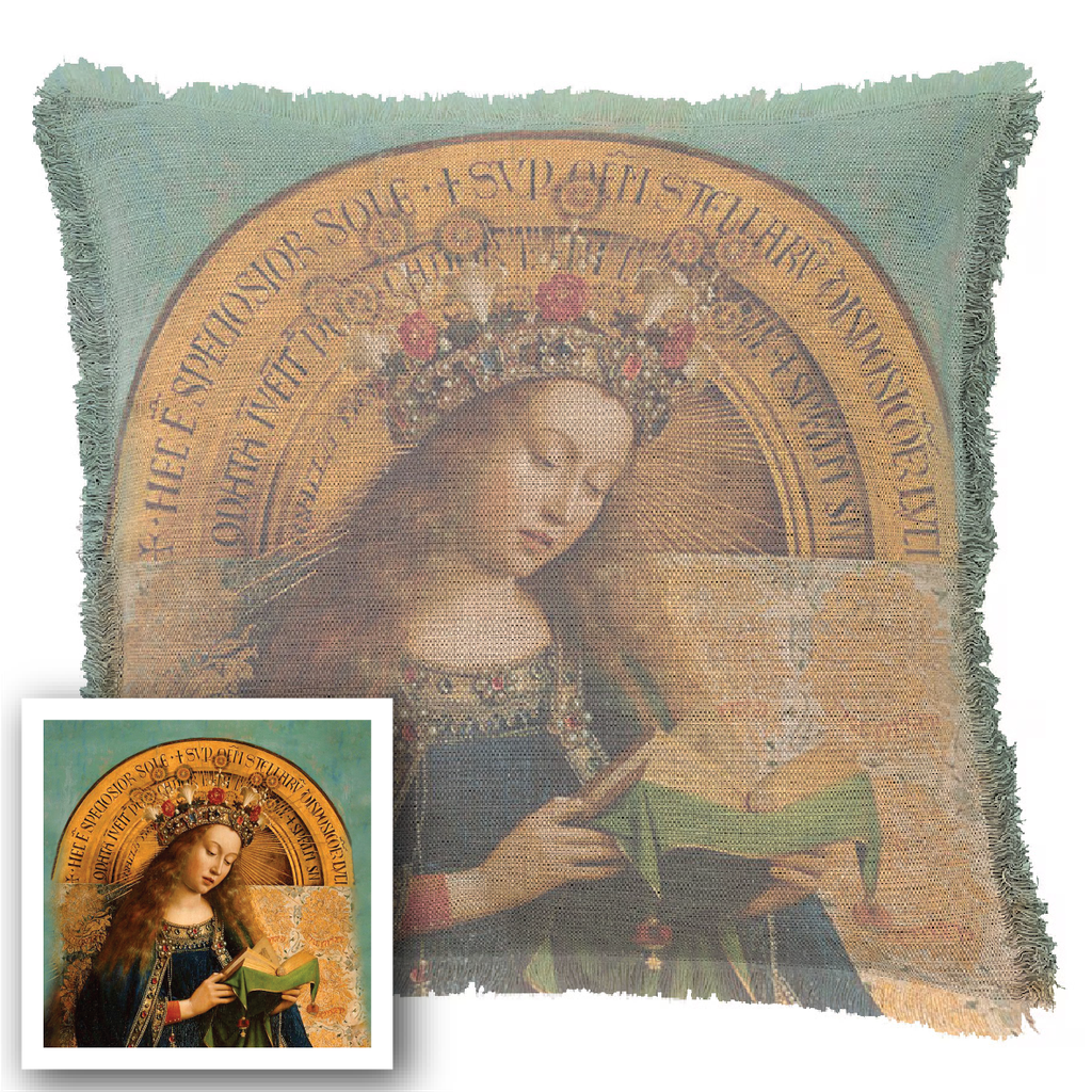 "Agnes Sorel as the Madonna" 50cm x 50cm Fringed Cotton/Poly Cushion Cover