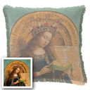 "Agnes Sorel as the Madonna" 50cm x 50cm Fringed Cotton/Poly Cushion Cover