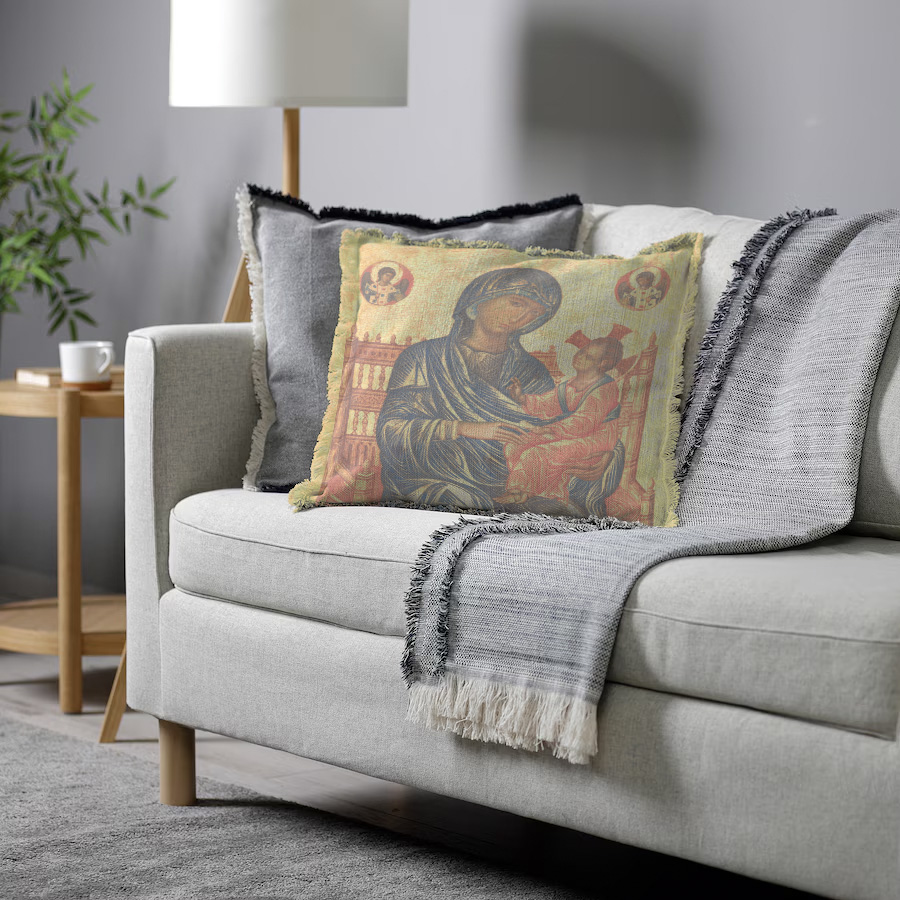 "Agnes Sorel as the Madonna" 50cm x 50cm Fringed Cotton/Poly Cushion Cover