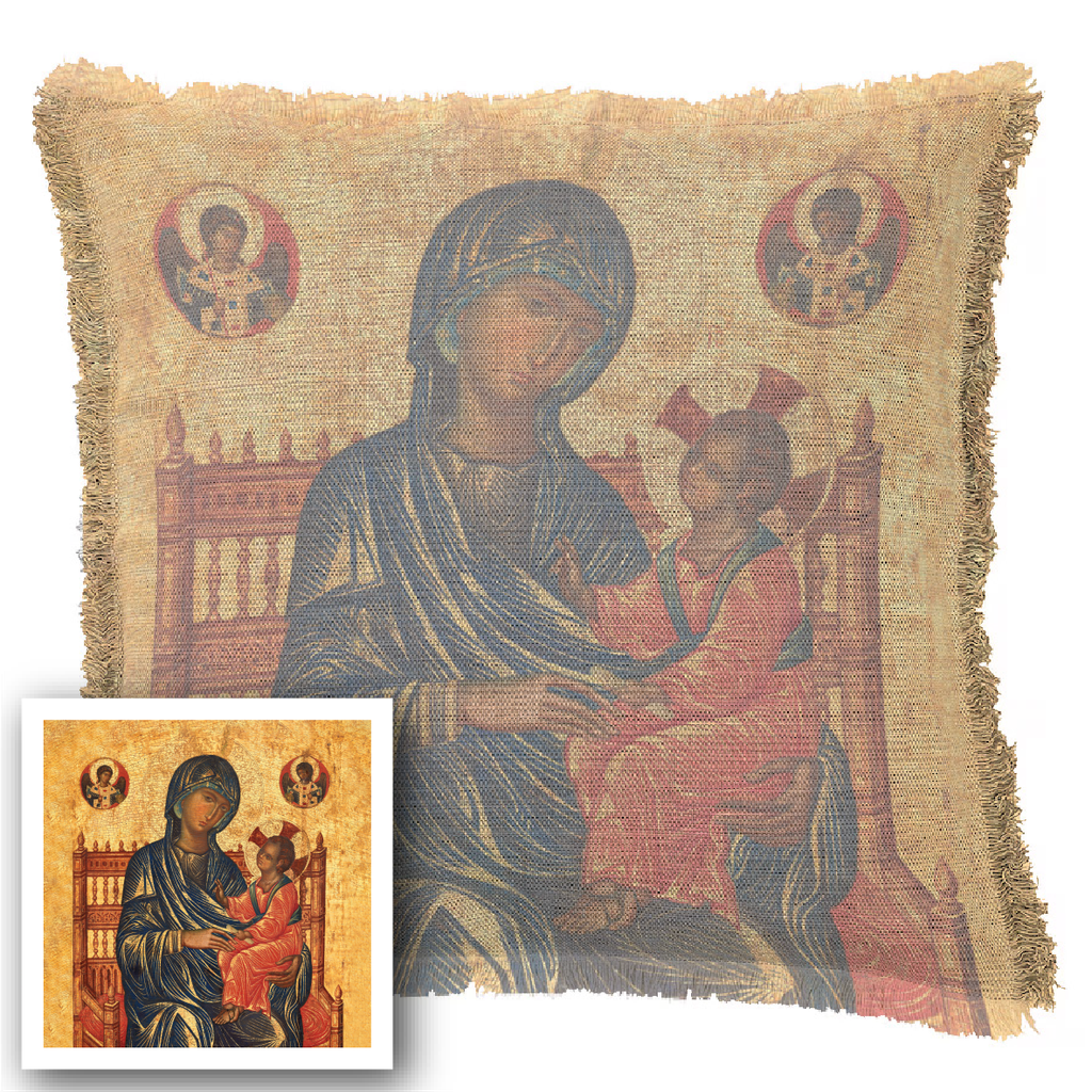 "Agnes Sorel as the Madonna" 50cm x 50cm Fringed Cotton/Poly Cushion Cover