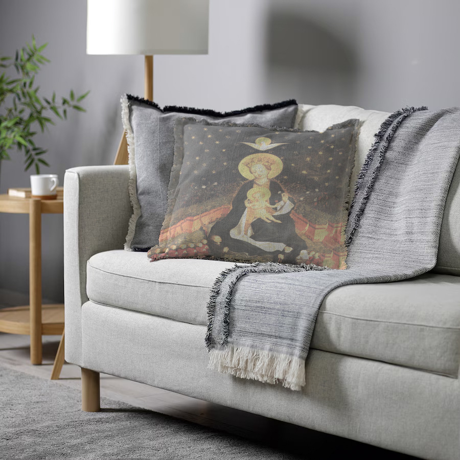 "Agnes Sorel as the Madonna" 50cm x 50cm Fringed Cotton/Poly Cushion Cover