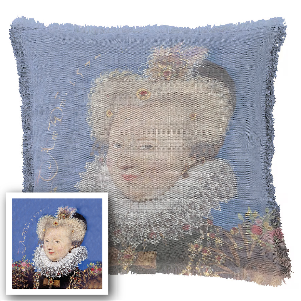 "Agnes Sorel as the Madonna" 50cm x 50cm Fringed Cotton/Poly Cushion Cover