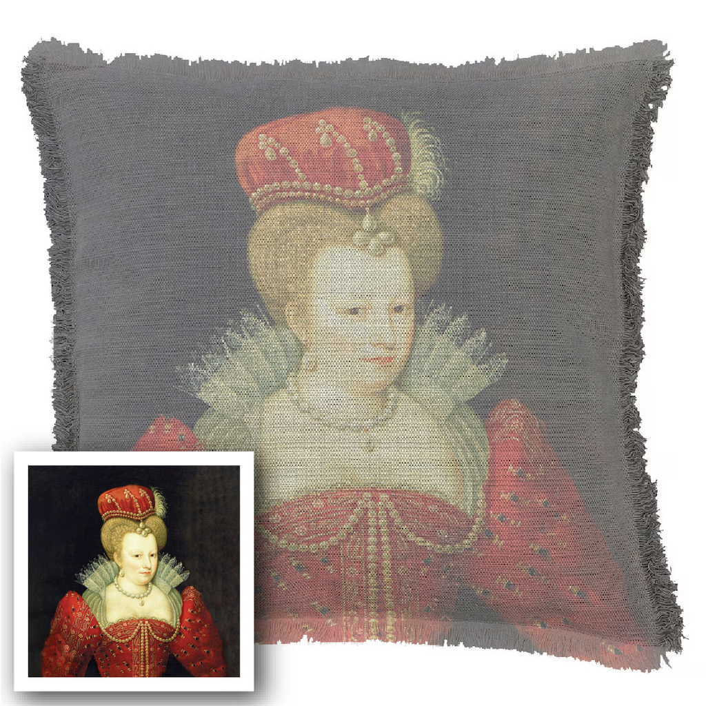 "Agnes Sorel as the Madonna" 50cm x 50cm Fringed Cotton/Poly Cushion Cover