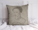 "Marguerite de Valois Sketch" 40cm x 40cm Faux Leather Cushion Cover