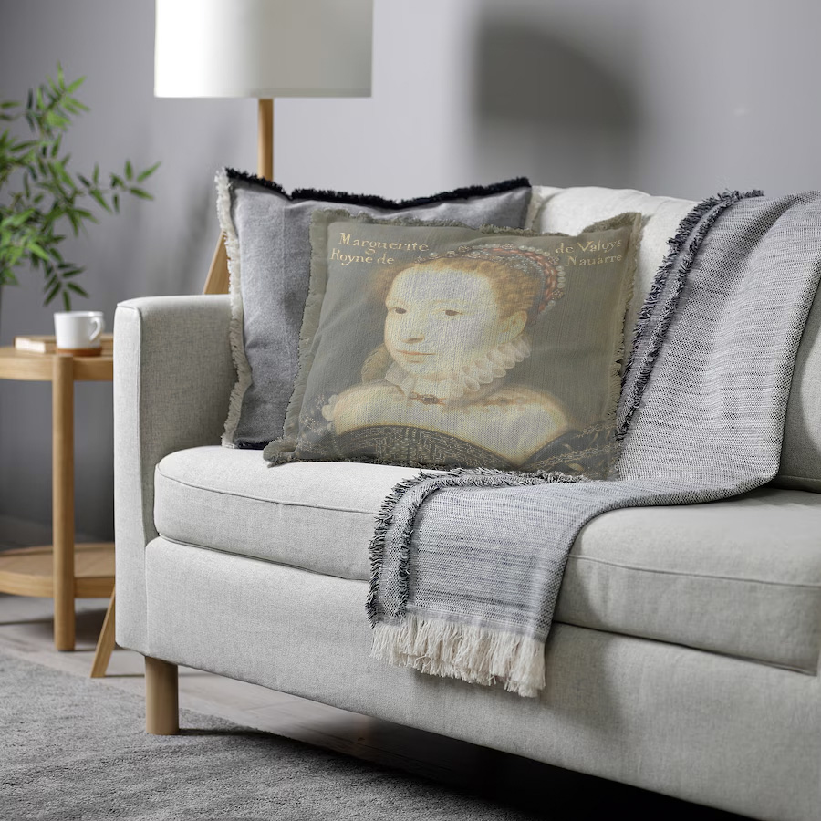"Agnes Sorel as the Madonna" 50cm x 50cm Fringed Cotton/Poly Cushion Cover