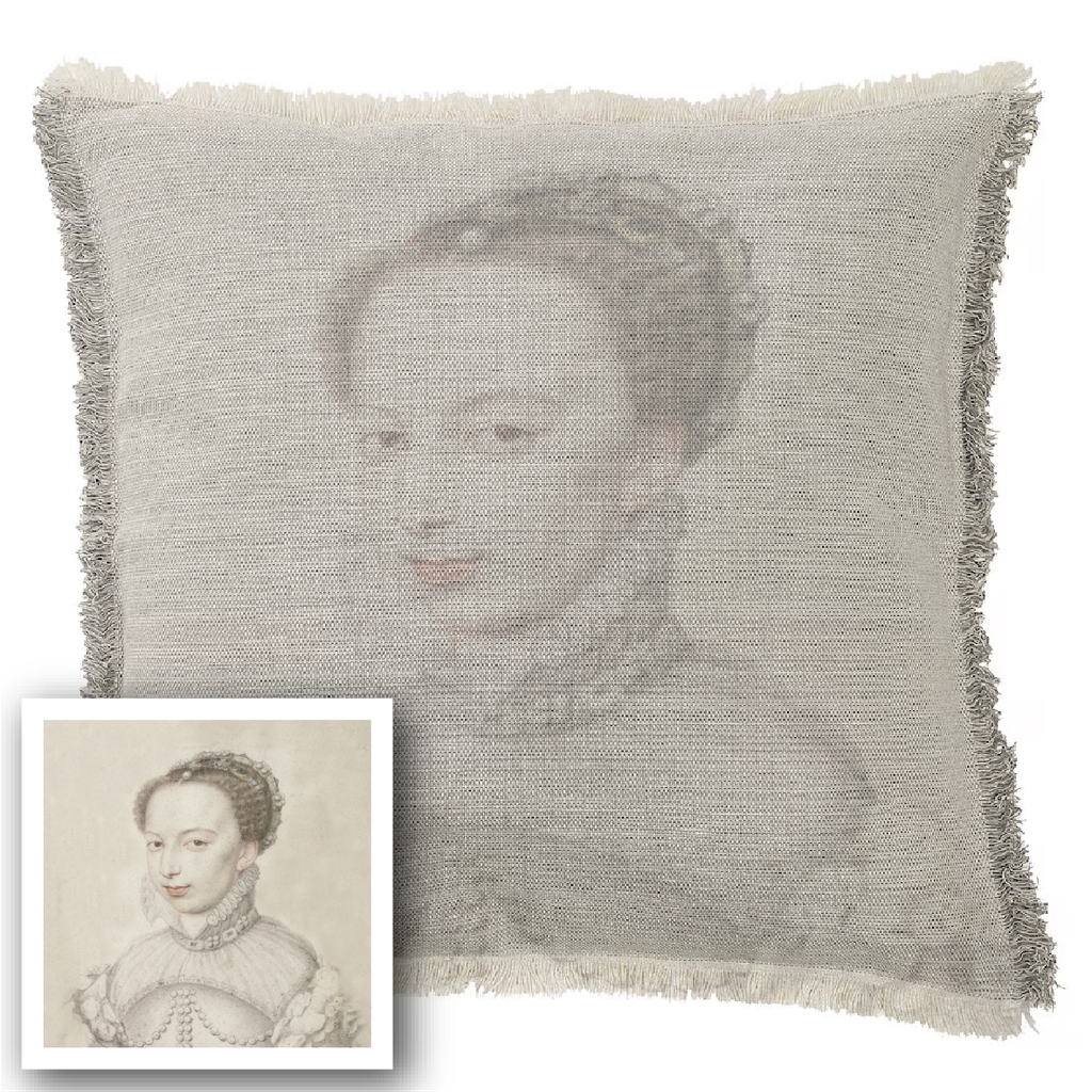 "Agnes Sorel as the Madonna" 50cm x 50cm Fringed Cotton/Poly Cushion Cover