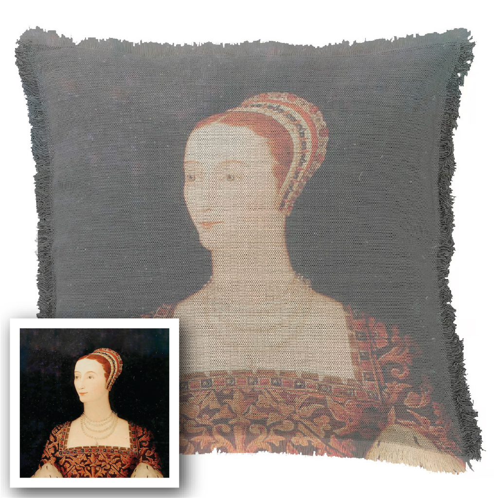 "Agnes Sorel as the Madonna" 50cm x 50cm Fringed Cotton/Poly Cushion Cover