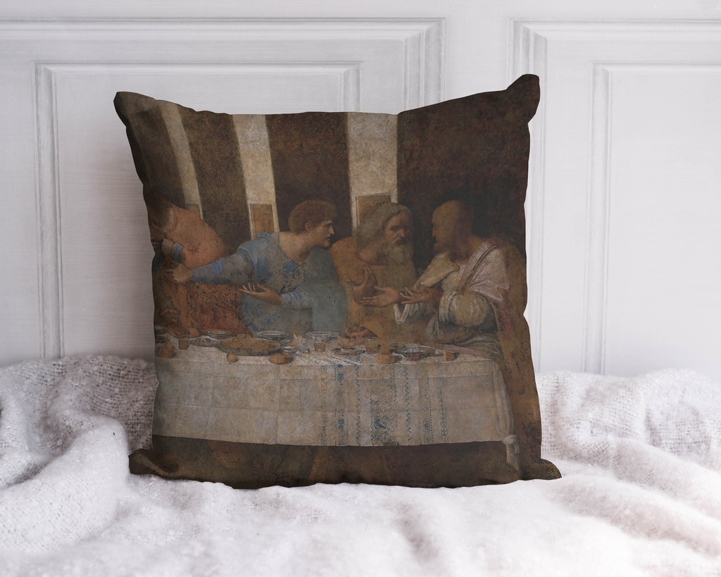 "The Last Supper (Right)" by Leonardo da Vinci 40cm x 40cm Faux Leather Cushion Cover