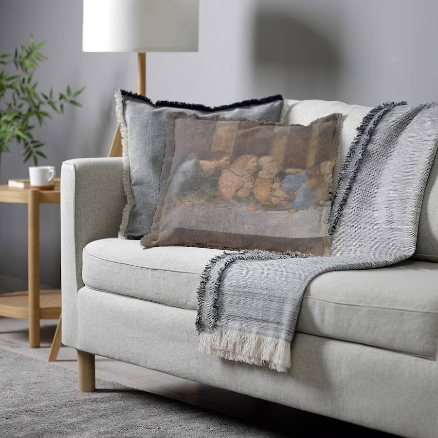 "Agnes Sorel as the Madonna" 50cm x 50cm Fringed Cotton/Poly Cushion Cover