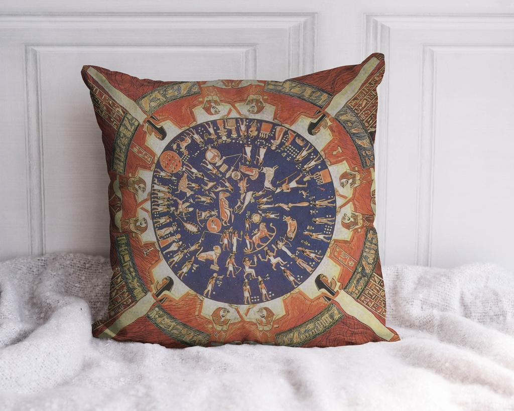 "Egyptian Zodiac" 40cm x 40cm Faux Leather Cushion Cover