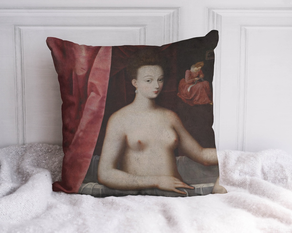 "Gabrielle d'Estrées et une de ses Sœurs" 40cm x 40cm Faux Leather Cushion Cover
