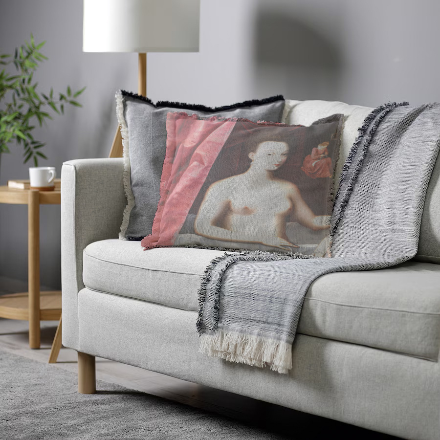 "Agnes Sorel as the Madonna" 50cm x 50cm Fringed Cotton/Poly Cushion Cover