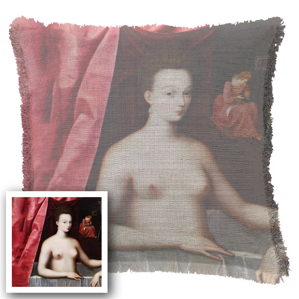 "Agnes Sorel as the Madonna" 50cm x 50cm Fringed Cotton/Poly Cushion Cover