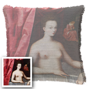 "Agnes Sorel as the Madonna" 50cm x 50cm Fringed Cotton/Poly Cushion Cover