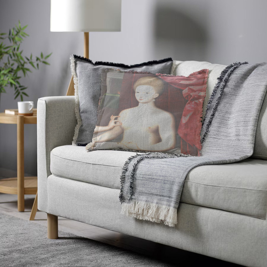 "Agnes Sorel as the Madonna" 50cm x 50cm Fringed Cotton/Poly Cushion Cover