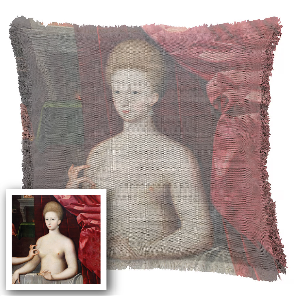 "Agnes Sorel as the Madonna" 50cm x 50cm Fringed Cotton/Poly Cushion Cover