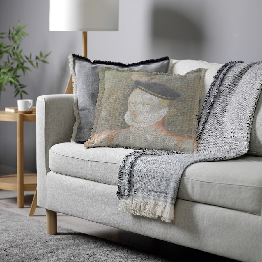 "Agnes Sorel as the Madonna" 50cm x 50cm Fringed Cotton/Poly Cushion Cover