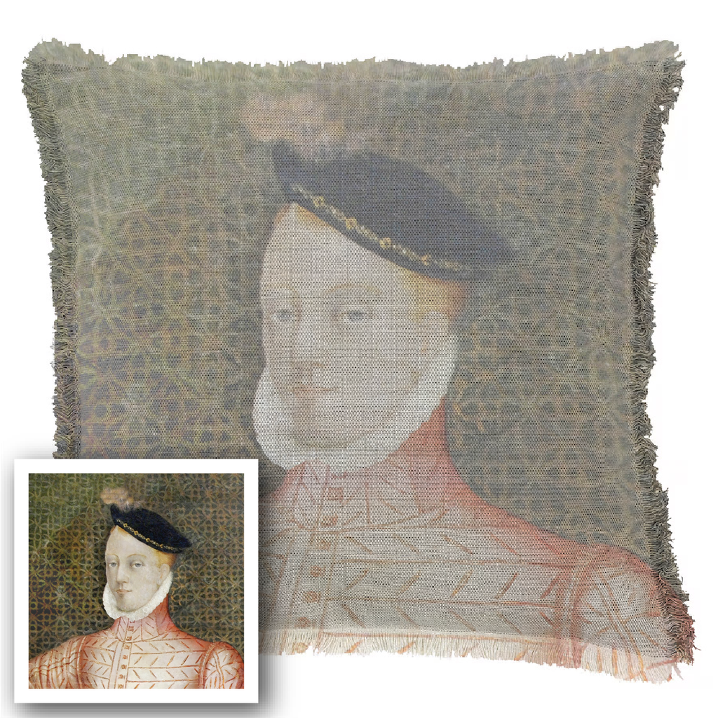 "Agnes Sorel as the Madonna" 50cm x 50cm Fringed Cotton/Poly Cushion Cover