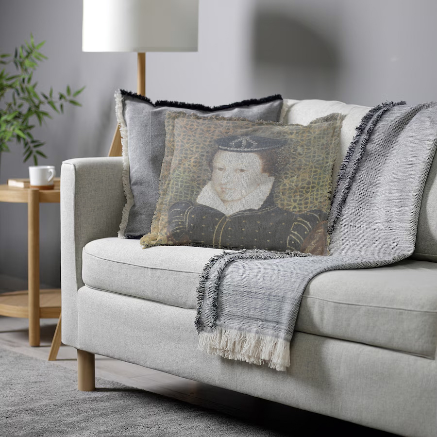 "Agnes Sorel as the Madonna" 50cm x 50cm Fringed Cotton/Poly Cushion Cover