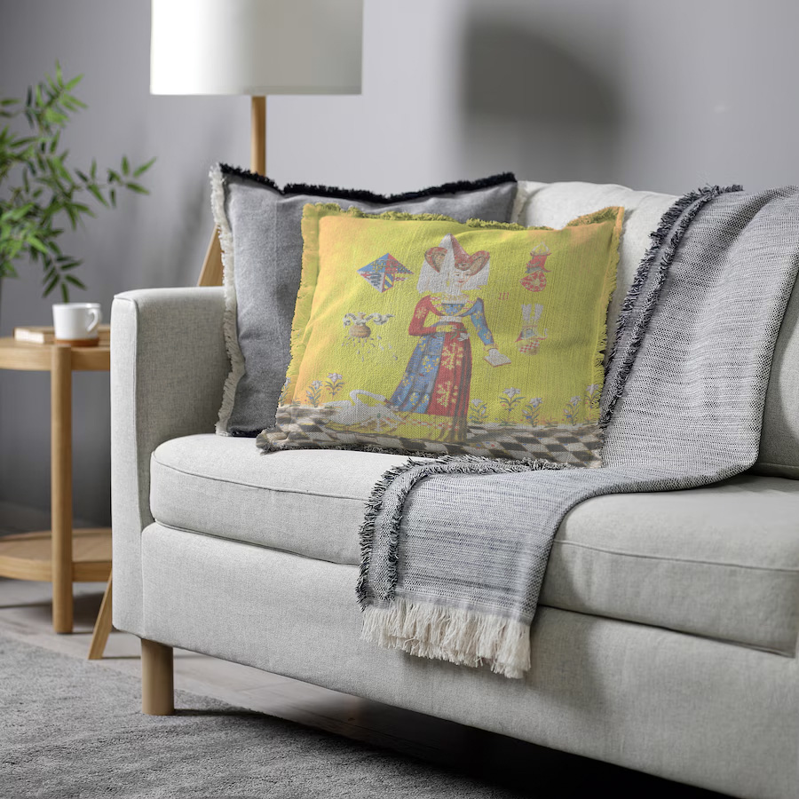 "Agnes Sorel as the Madonna" 50cm x 50cm Fringed Cotton/Poly Cushion Cover
