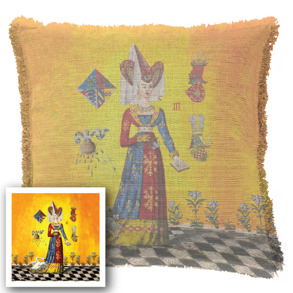 "Agnes Sorel as the Madonna" 50cm x 50cm Fringed Cotton/Poly Cushion Cover