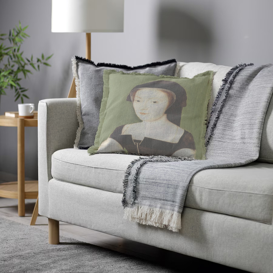 "Agnes Sorel as the Madonna" 50cm x 50cm Fringed Cotton/Poly Cushion Cover
