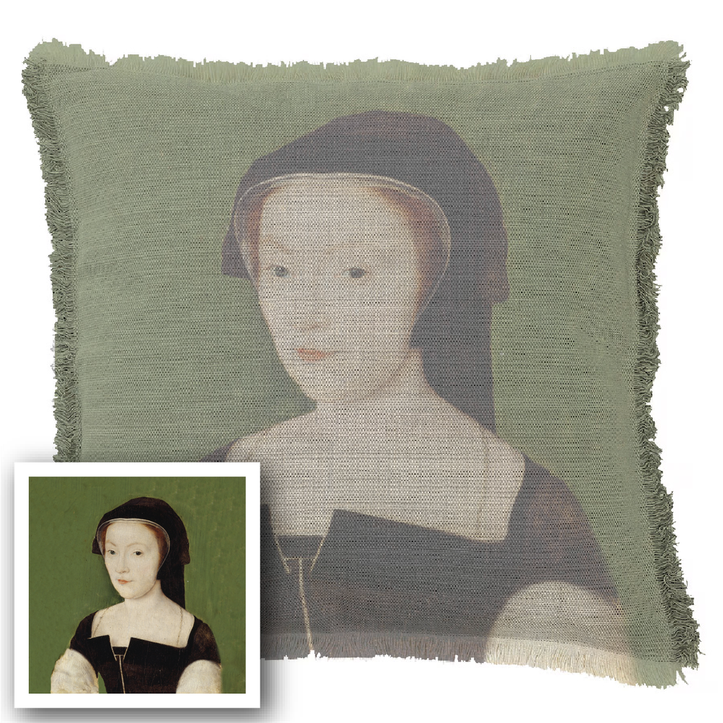 "Agnes Sorel as the Madonna" 50cm x 50cm Fringed Cotton/Poly Cushion Cover