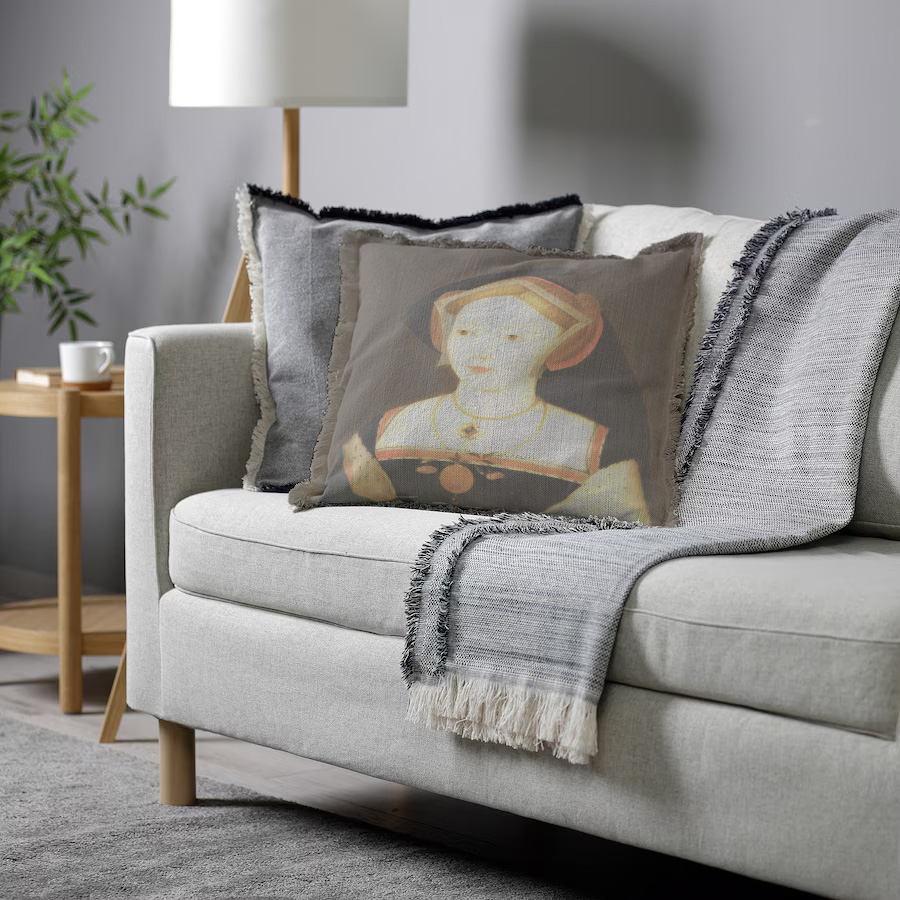 "Agnes Sorel as the Madonna" 50cm x 50cm Fringed Cotton/Poly Cushion Cover