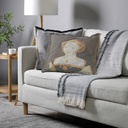 "Agnes Sorel as the Madonna" 50cm x 50cm Fringed Cotton/Poly Cushion Cover