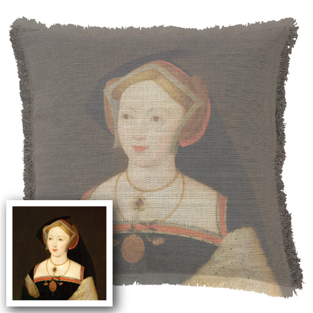 "Agnes Sorel as the Madonna" 50cm x 50cm Fringed Cotton/Poly Cushion Cover