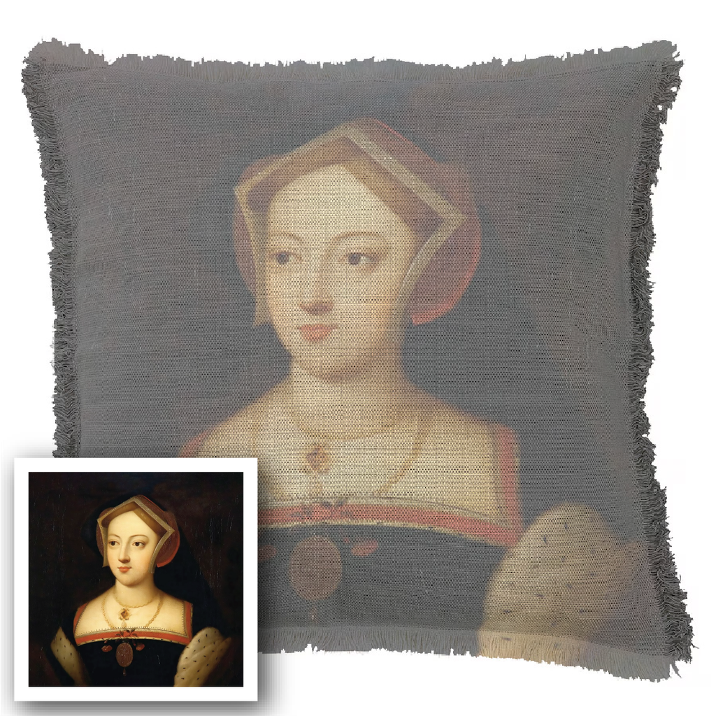 "Agnes Sorel as the Madonna" 50cm x 50cm Fringed Cotton/Poly Cushion Cover