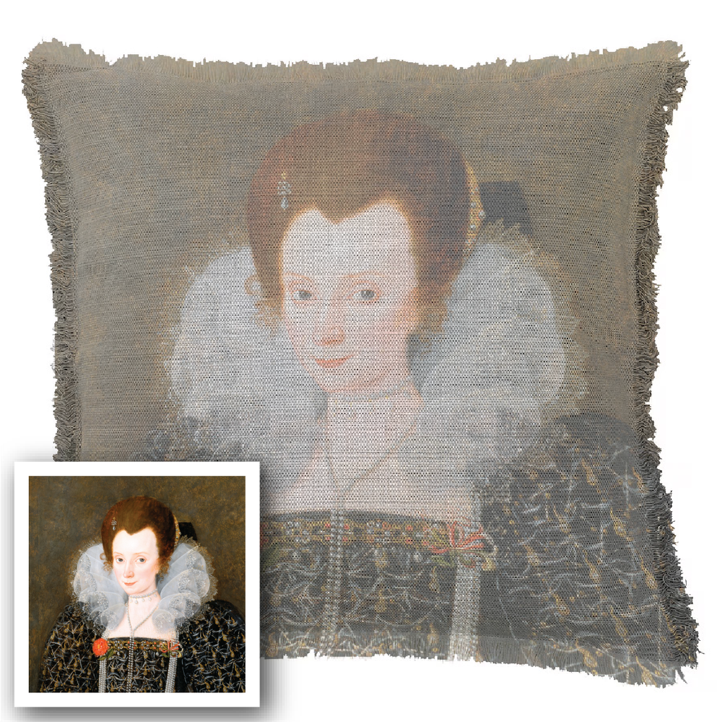 "Agnes Sorel as the Madonna" 50cm x 50cm Fringed Cotton/Poly Cushion Cover