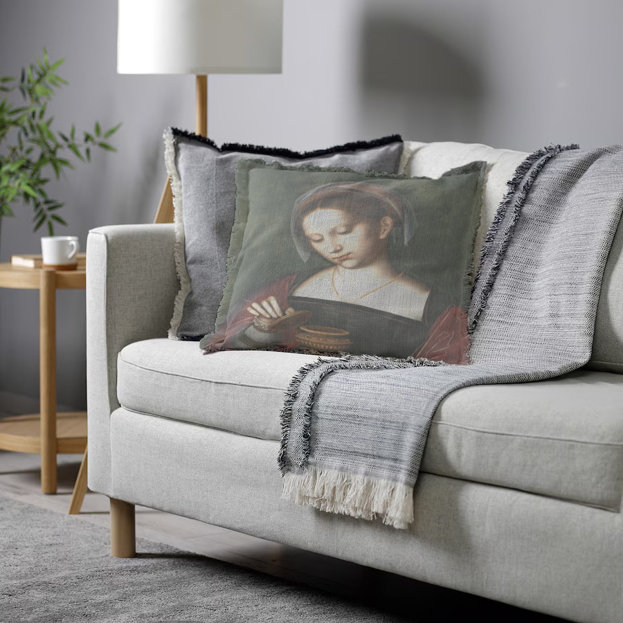 "Elizabeth of York" 50cm x 50cm Fringed Cotton/Poly Cushion Cover