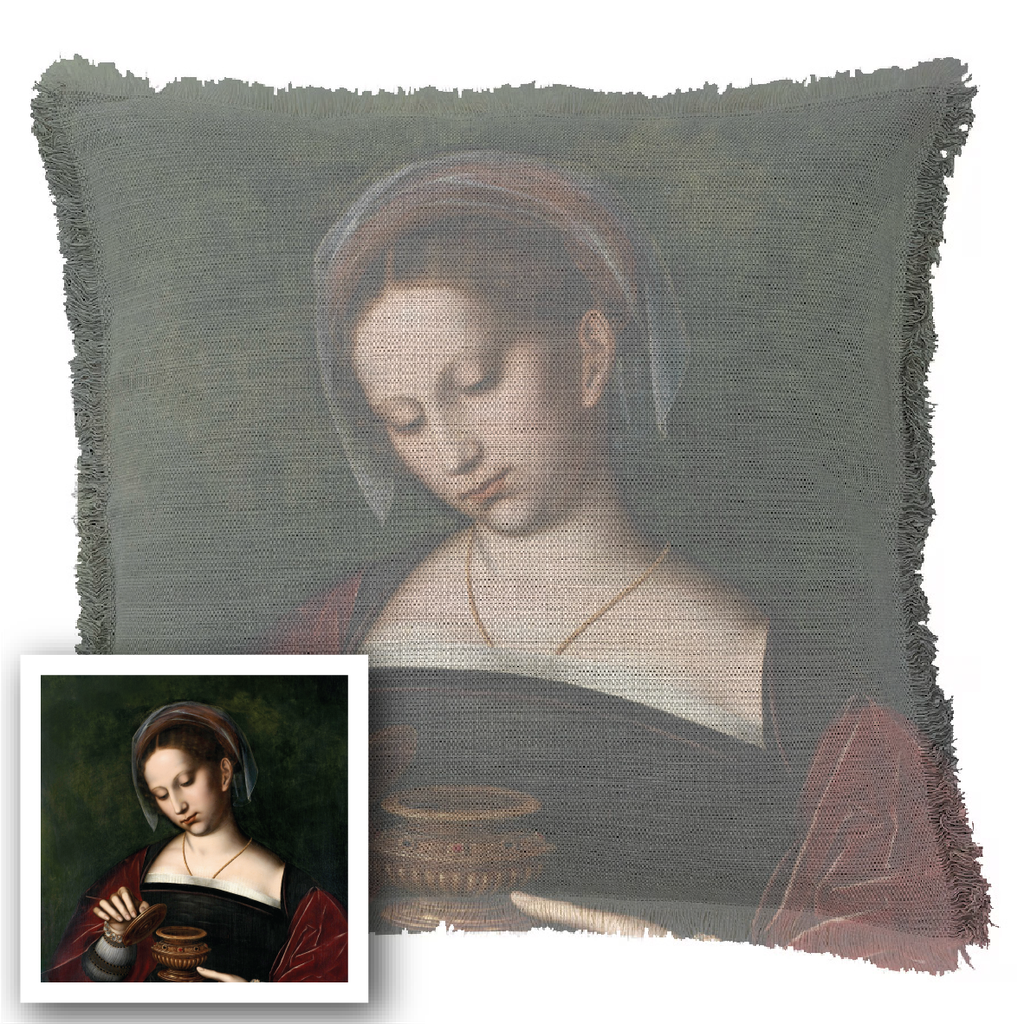 "Elizabeth of York" 50cm x 50cm Fringed Cotton/Poly Cushion Cover