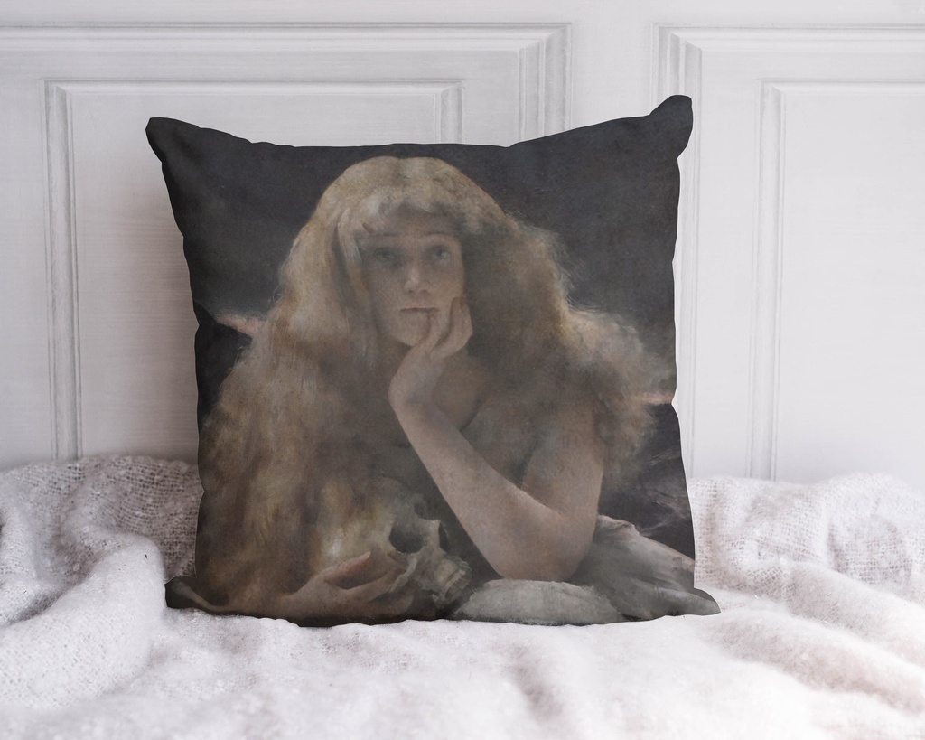 "Mary Magdalene" by Alfred Stevens 40cm x 40cm Faux Leather Cushion Cover